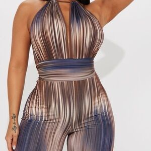 Brown Combo Jumpsuit